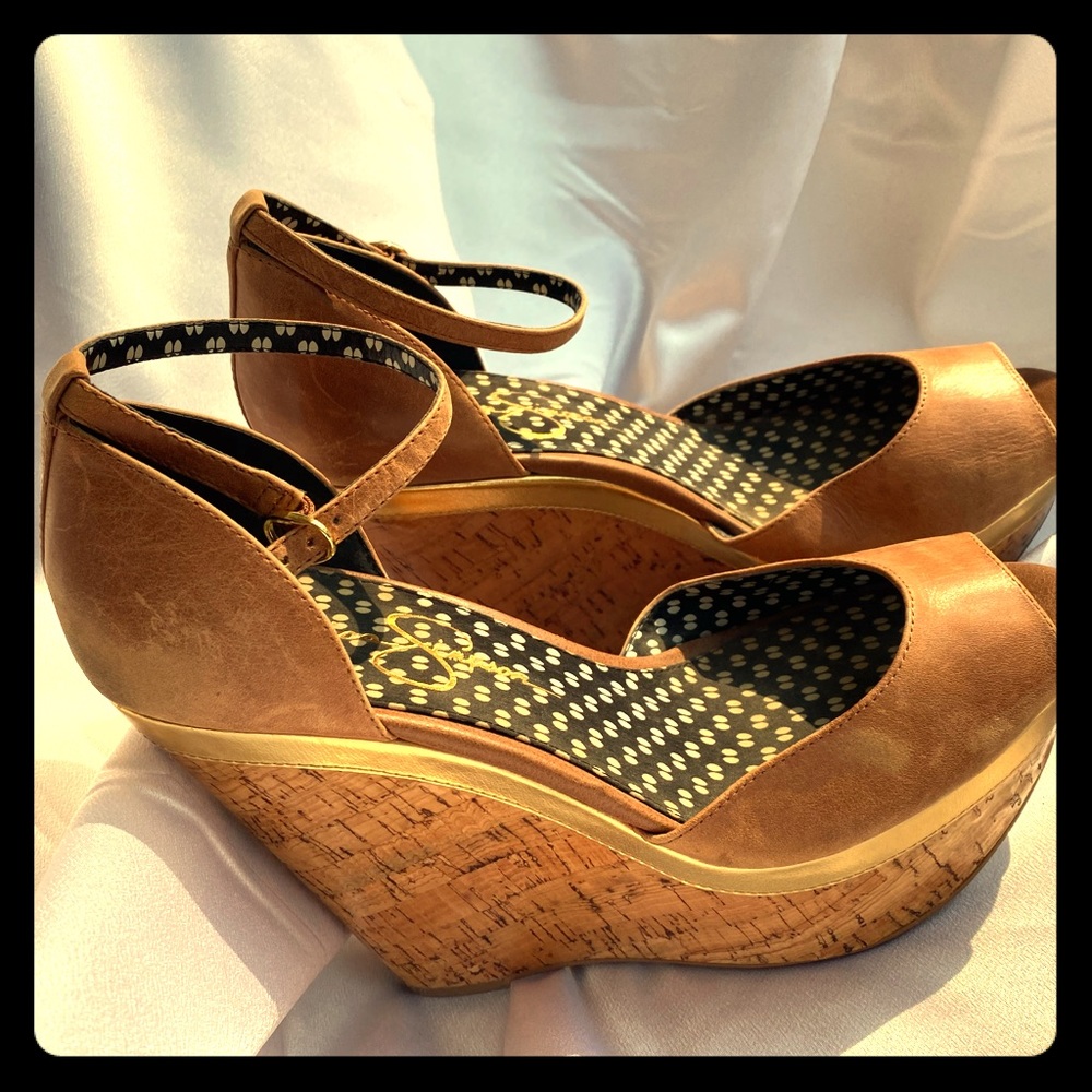 Tan Wedge Heel, strapped, opentoe Jessica Simpson